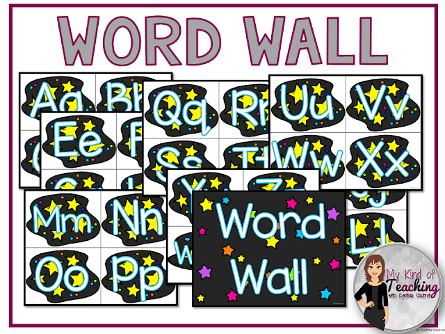 Word wall with space theme