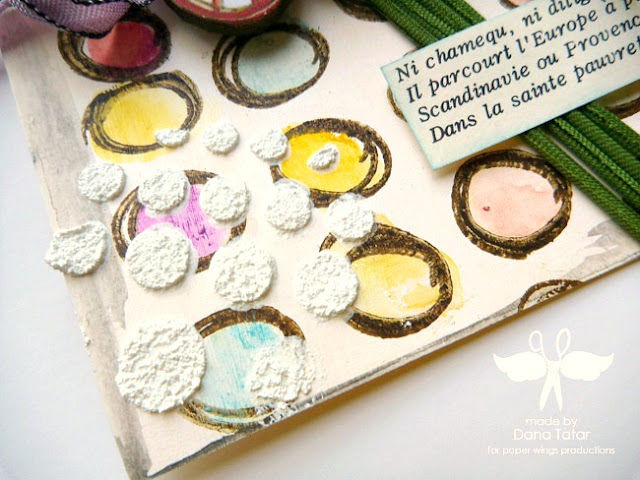 How to Embellish a Tag with Stamps, Gelatos, and Texture Paste by Dana Tatar