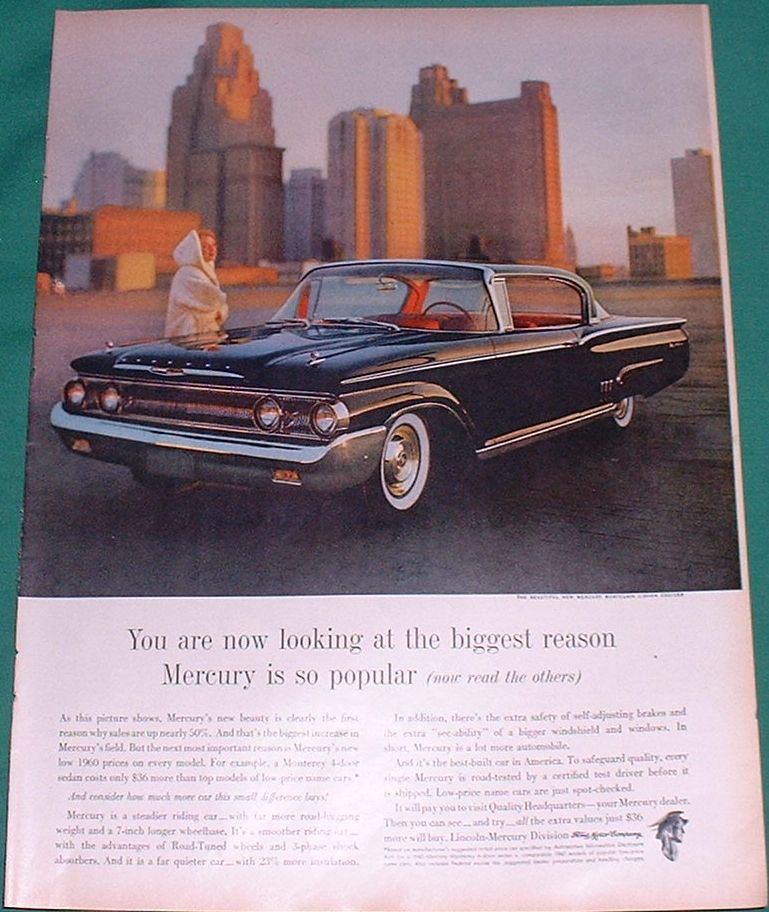 This is an original 1960 Mercury Montclair Ad Measures 14 x 10 1 4