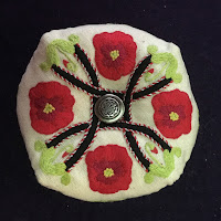 Embroidered Poppy Biscornu