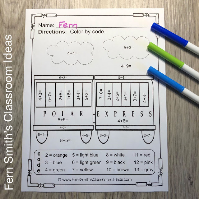 Christmas Polar Express Addition and Subtraction Color By Numbers Printables by Fern Smith's Classroom Ideas at TeacherspayTeachers, TpT.