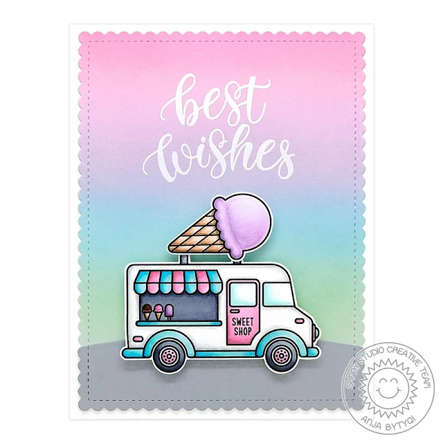 Sunny Studio Stamps: Cruisin' Cuisine Frilly Frame Dies Everyday Card by Anja Bytyqi