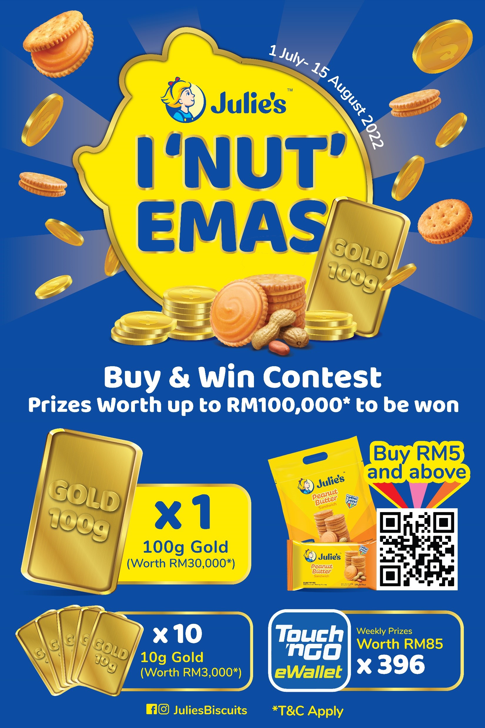 Nak Emas? Join Julie's 'I NUT EMAS' Contest and stand a chance to win 100g  Gold & Prizes worth RM100,000 in total!