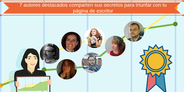 Foto de 7 escritores en una gráfica ascendente hacia el éxito