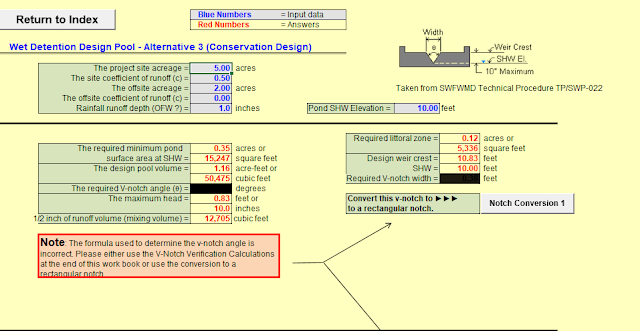 Drainage Calculation Excel Worksheet