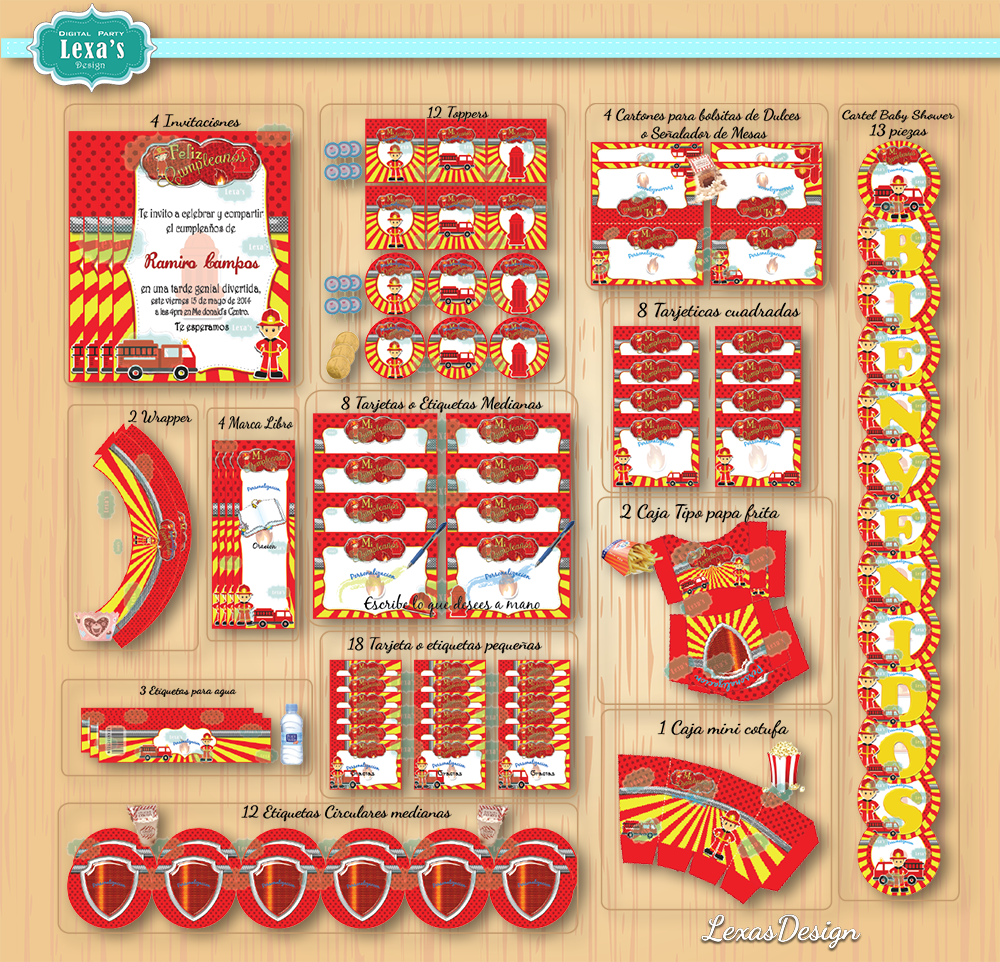 Kit imprimibles para fiestas Bomberos Fireman
 gratis