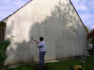 powerwashing the house