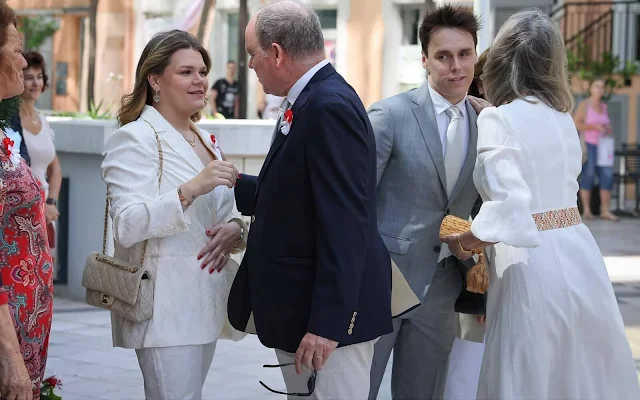 Prince Albert, Princess Caroline of Hanover, Princess Stephanie, and her children Louis Ducruet and Camille Gottlieb