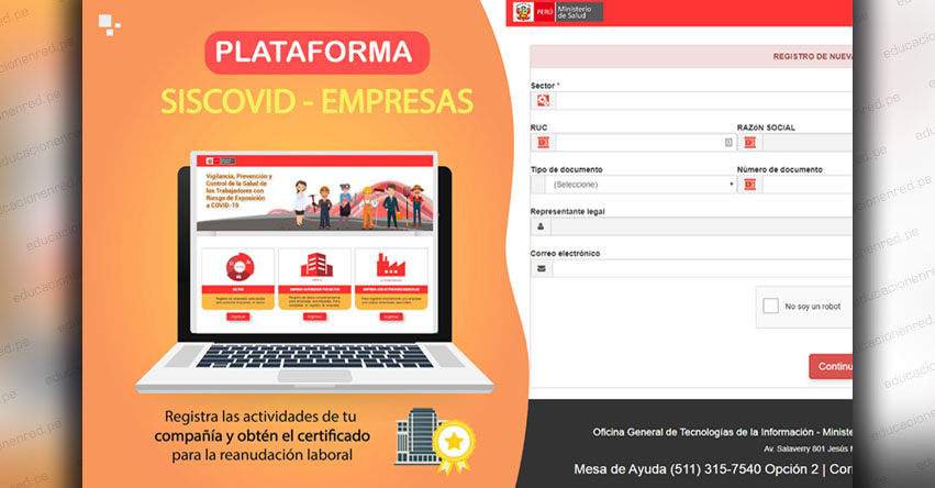 SISCOVID: Registra tu empresa en el Sistema Integrado para COVID-19 - MINSA - www.minsa.gob.pe