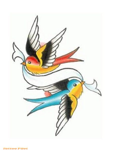 birds tattoos. 2010 Pair Swallow Bird Tattoo