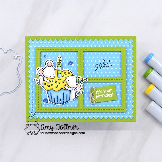 Birthday Mice Stamp and Die Set, Pastel Basics Paper Pad, Frames and Tags Die Set by Newton's Nook Designs #newtonsnookdesigns #newtonsnook #nnd #handmade