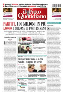 Il Fatto Quotidiano del 8 Aprile 2012 | ISSN 2037-089X | TRUE PDF | Quotidiano | Cronaca | Politica
Il quotidiano è edito dal 23 settembre 2009. L'uscita del giornale è stata preceduta da una lunga fase preparatoria iniziata il 28 maggio 2009 con l'annuncio del nuovo quotidiano dato sul blog voglioscendere.it da Marco Travaglio.
Il nome della testata è stato scelto in memoria del giornalista Enzo Biagi, conduttore del programma televisivo Il Fatto, mentre il logo del bambino con il megafono si ispira al quotidiano La Voce, in omaggio al suo fondatore Indro Montanelli.
L'editore ha manifestato la volontà di rinunciare ai fondi del finanziamento pubblico per l'editoria e di sovvenzionarsi soltanto con i proventi della pubblicità e delle vendite, e di usufruire solo delle tariffe postali agevolate per i prodotti editoriali sino alla loro abrogazione nell'aprile 2010.