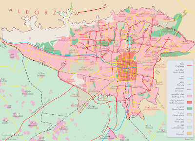 Map of Tehran in English and Farsi