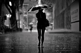 walking alone in rain