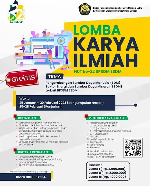 Lomba Karya Tulis Ilmiah Gratis Deadline 20 Februari 2023