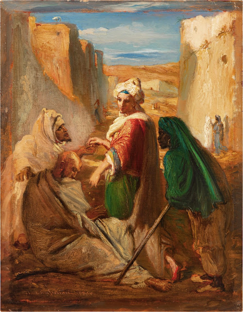 Caïd faisant l'aumône à des mendiants. 1850 par Théodore Chassériau