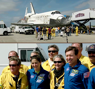 Pic 22: Shuttle Discovery’s technical team from KSC pose with the astronauts. NASA, 2011.
