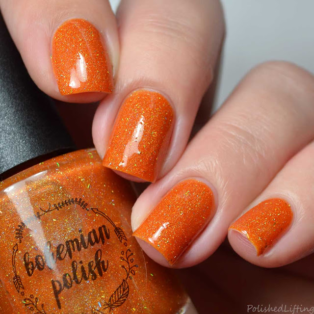 orange holographic nail polish