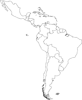 Printable blank map of Latin America