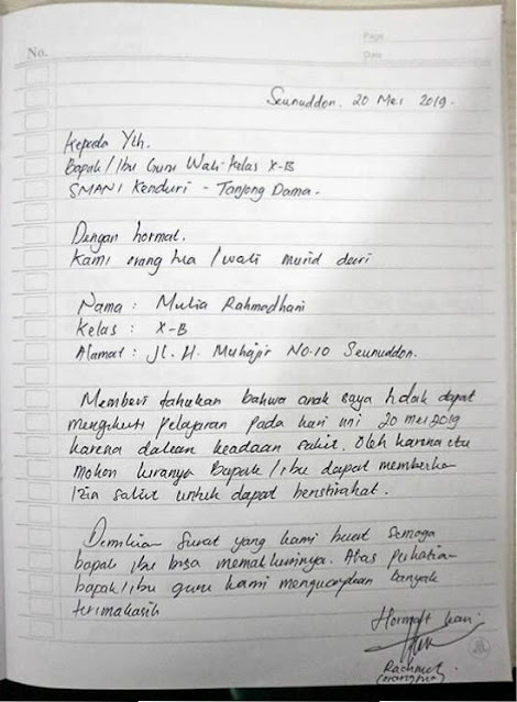 Contoh Surat Izin Sakit Tulisan Tangan (via: contohsurat.co)