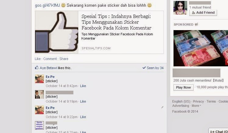 Tampilan Unsticker Me Pada Facebook