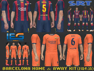 PES 2014 Barcelona Home & Away Kit 2014-15 by SRT