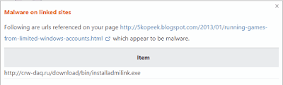 Подробная информация о Сообщение о malware в этом блоге в Bing Webmaster