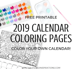 2019 calendar coloring pages