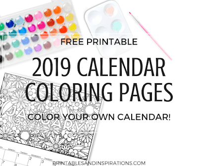 2019 calendar coloring pages