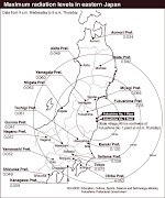 Radiation levels in Japan (map). Maximum radiation levels in eastern Japan (nq gra)