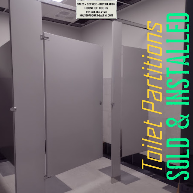 Toilet partitions are sold and installed by House of Doors call today 540-765-2173