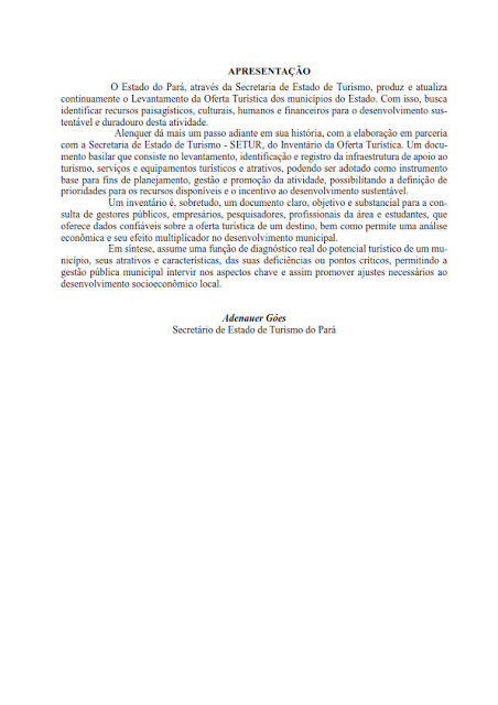 INVENTÁRIO DA OFERTA E INFRA ESTRUTURA TURÍSTICA DE ALENQUER – PARÁ – AMAZÔNIA – BRASIL - 2017