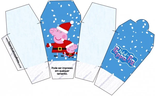 Peppa Pig in Christmas, Free Printable Chinese Take Away Box. 