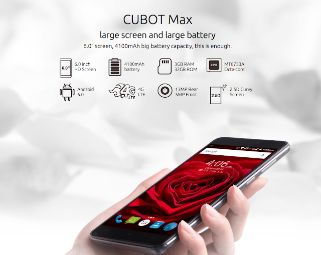 Cubot Max смартфон с 6-инчов дисплей и голяма батерия. Информация, ревю, цена, поръчка