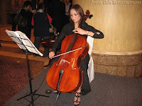 cellist performing at the foyer