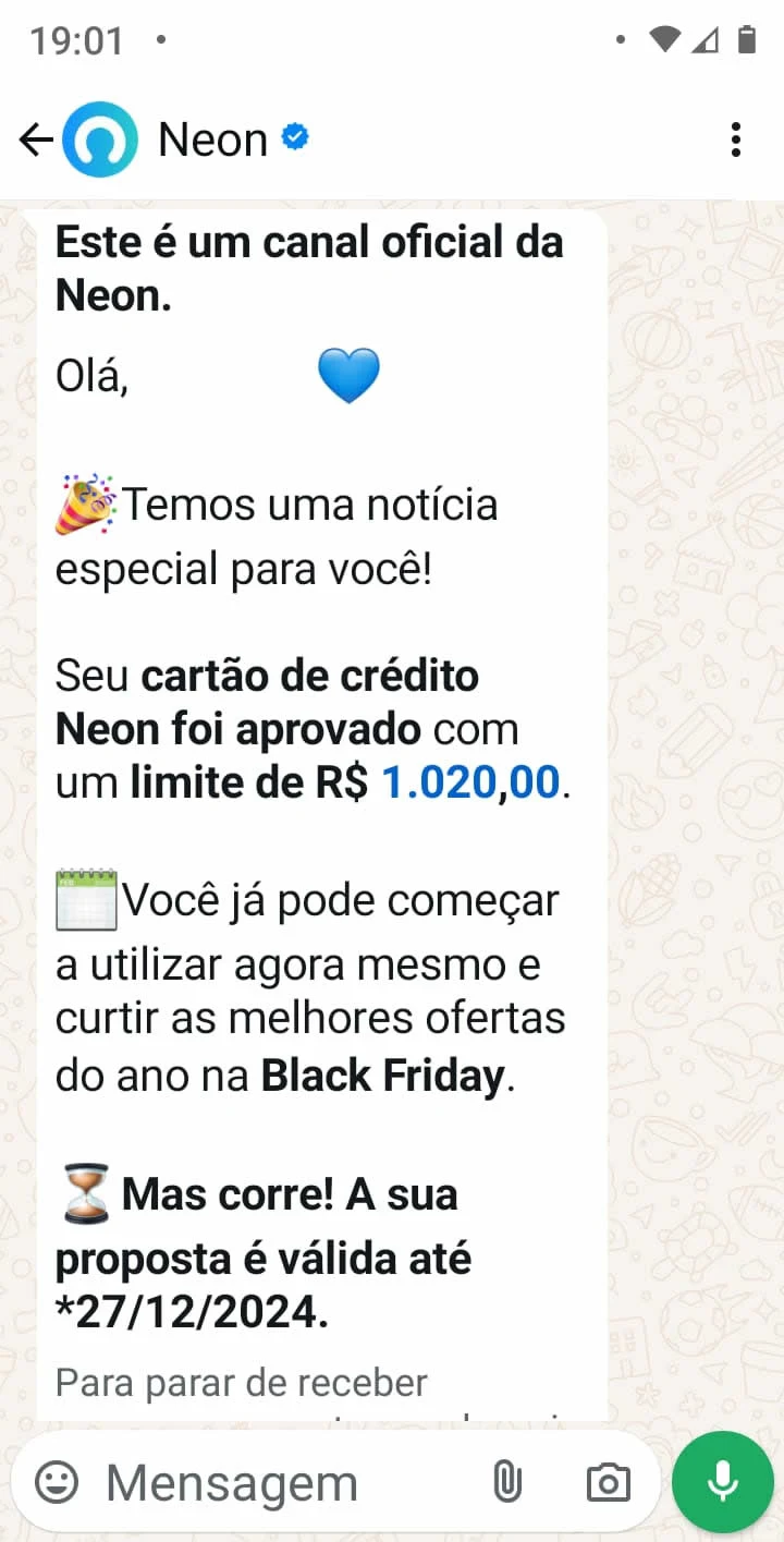 Cartão Afinz Visa Internacional: oferece limite pré-aprovado pelo WhatsApp, e clientes ficam sem entender.