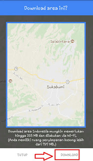 download area pada aplikasi google maps 