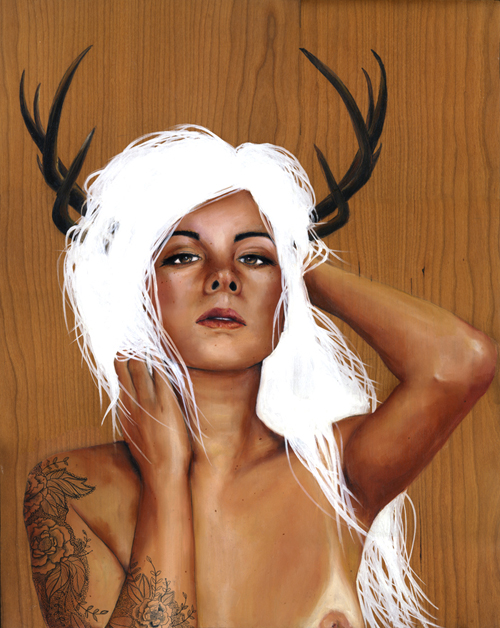  and a quaint aesthetic, feature girls, tattoos, antlers and alike.