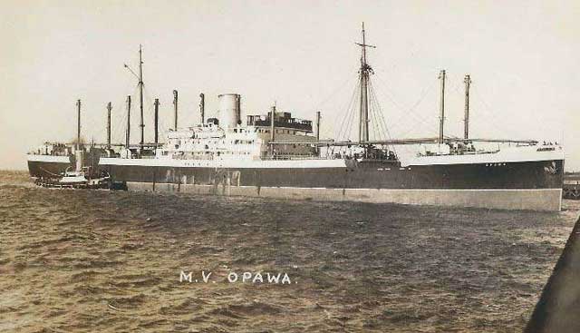 MV Opawa, sunk on 6 February 1942, worldwartwo.filminspector.com