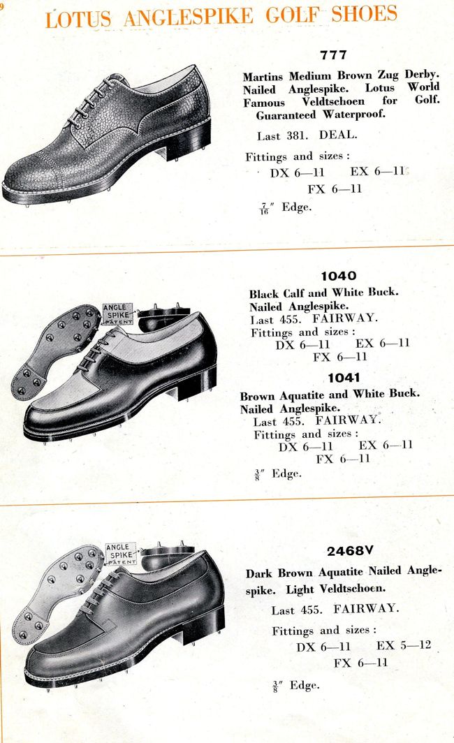 Lotus golf shoes, in the export catalogue, 1952. Again, you can see ...