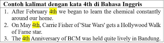 Apa yang dimaksud dengan 4th dan Contoh Kalimatnya