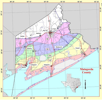 Red Cross Hurricane Evacuation and Storm Surge Map for Matagorda County TX