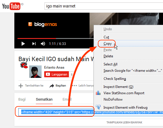 Cara Cepat Mendapatkan Embed Video Youtube