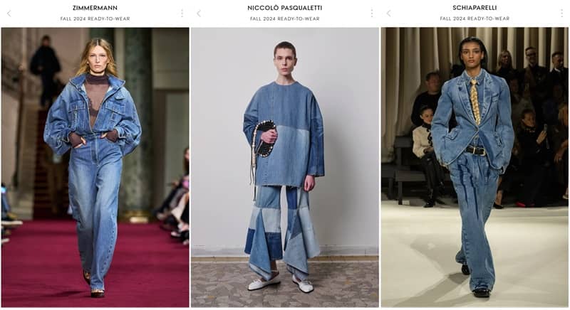 Full Denim Look-  Zimmermann, Niccolo Pasqualetti, and Schiaparelli Fall/Winter 2024