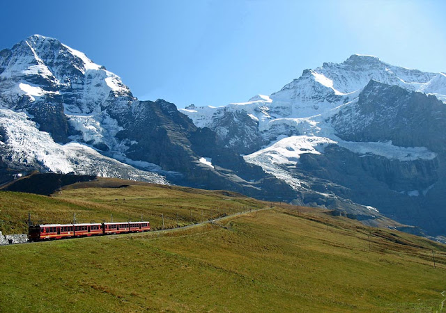 alpine train at the swiss alps