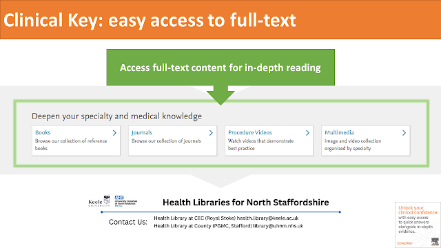 screen-shot of the options for full-text content on clinical key