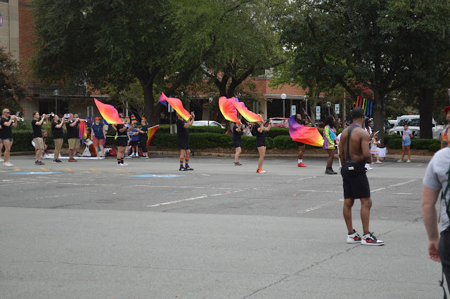 Pride flaggers putting on a show.