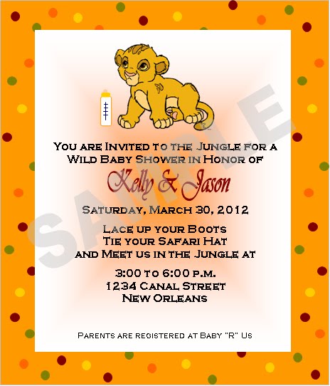 Lion King Baby Shower Invitations