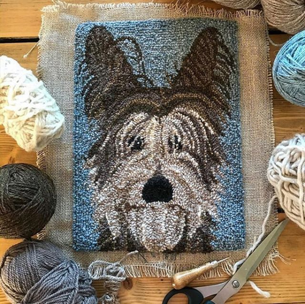 Rug Hooked Dog