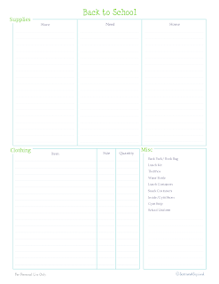 free printable, home management binder, back to school checklist, shopping list, school supply